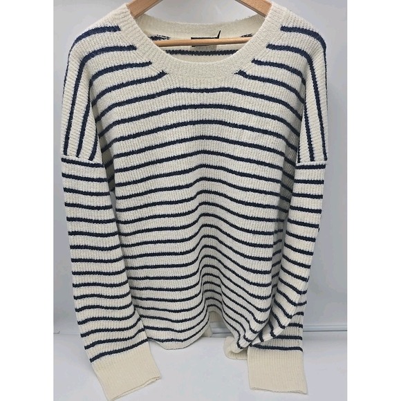 Vineyard Vines Women Organic Cotton Cropped Cardigan Striped Marsh Navy L - Picture 8 of 11